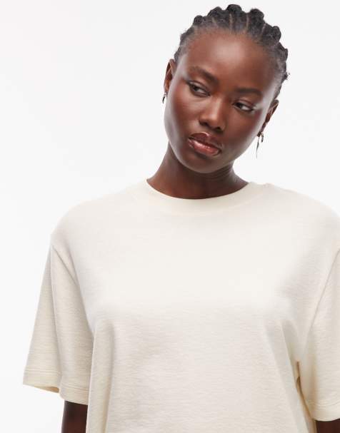 ASOS DESIGN textured jersey  oversized t-shirt in cream - view 1
