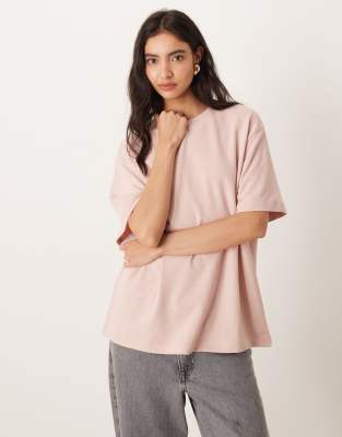 Asos Design Textured Jersey Oversized T-shirt In Pink
