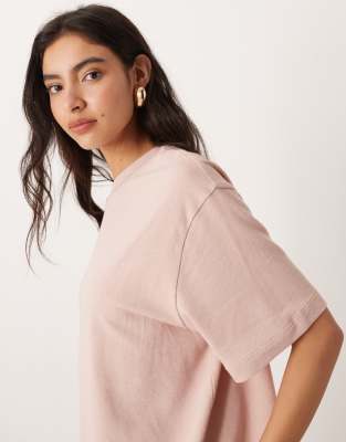 Asos Design Textured Jersey Oversized T-shirt In Pink