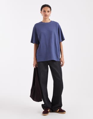 Asos Design Textured Jersey Boxy Crop T-shirt In Blue