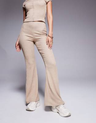 Asos Design Textured Kick Flare Pants In Gold