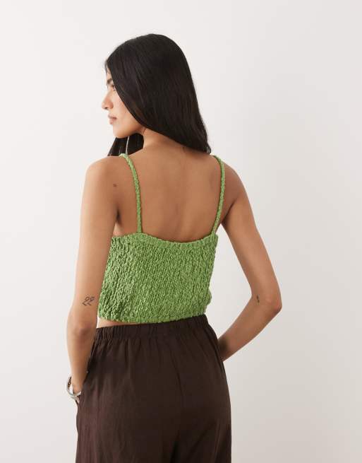 ASOS DESIGN textured knit bra top in green, 4 of 4