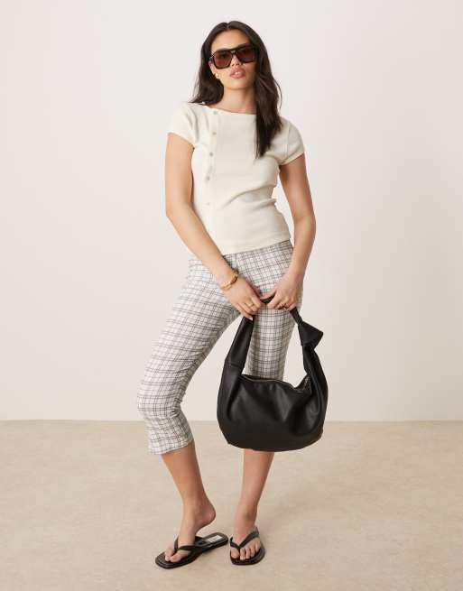 ASOS DESIGN textured knit button detail tee in cream, 2 of 4