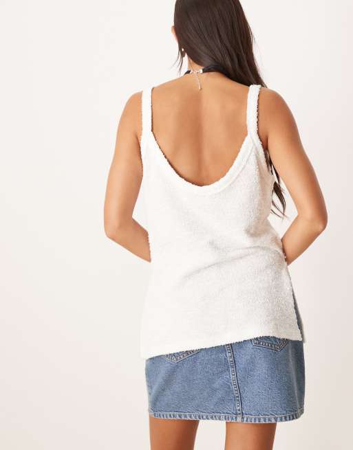 ASOS DESIGN textured knit cami tank top in white, 3 of 4