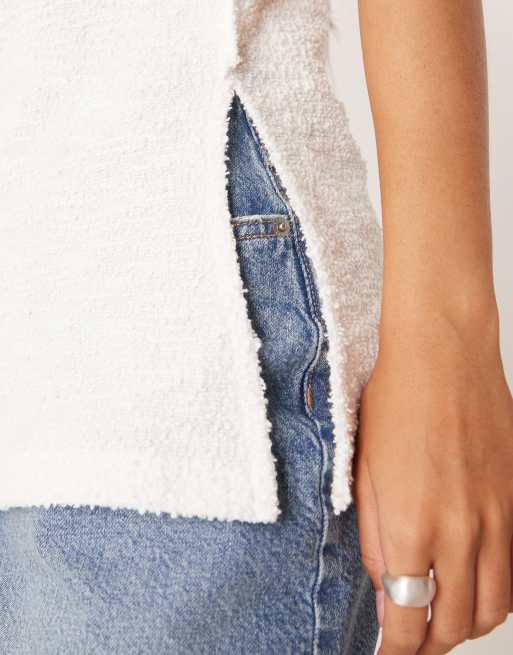 ASOS DESIGN textured knit cami tank top in white, 4 of 4