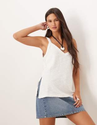 [ASOS DESIGN] ASOS DESIGN textured knit cami top in white M WHITE