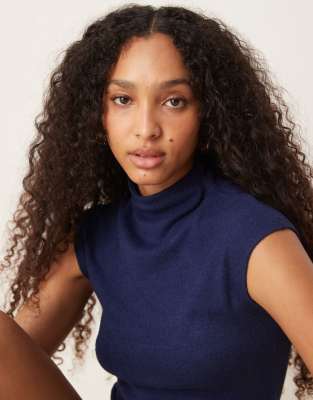 Asos Design Textured Knit Grown-on Neck Tank