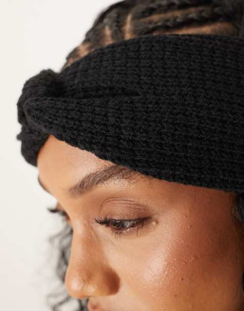 ASOS DESIGN textured knit headband in black - view 1