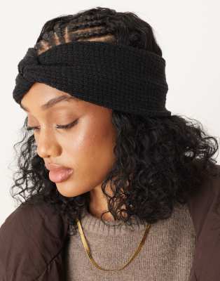 Asos Design Textured Knit Headband In Black