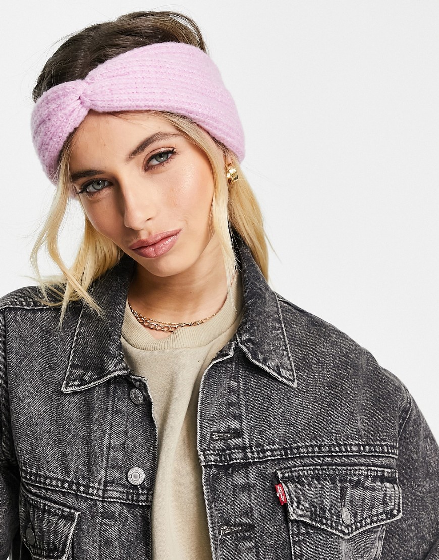 ASOS DESIGN textured knit headband in lilac-Pink
