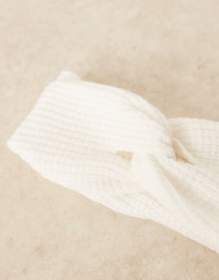 Asos Design Textured Knit Headband In White