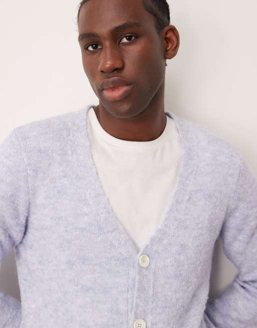 ASOS DESIGN textured knit lightweight cardigan in blue