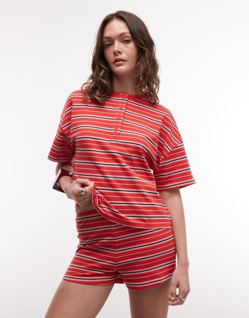 ASOS DESIGN textured knit micro short in red stripe, 3 of 5