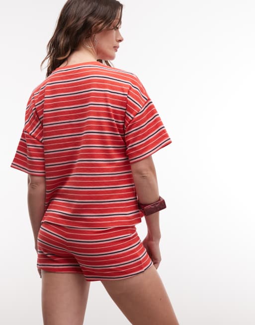 ASOS DESIGN textured knit micro short in red stripe, 4 of 5