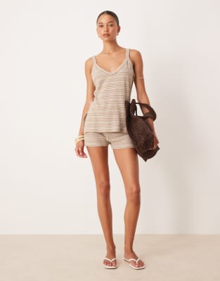 Asos Design Textured Knit Micro Shorts In Multi