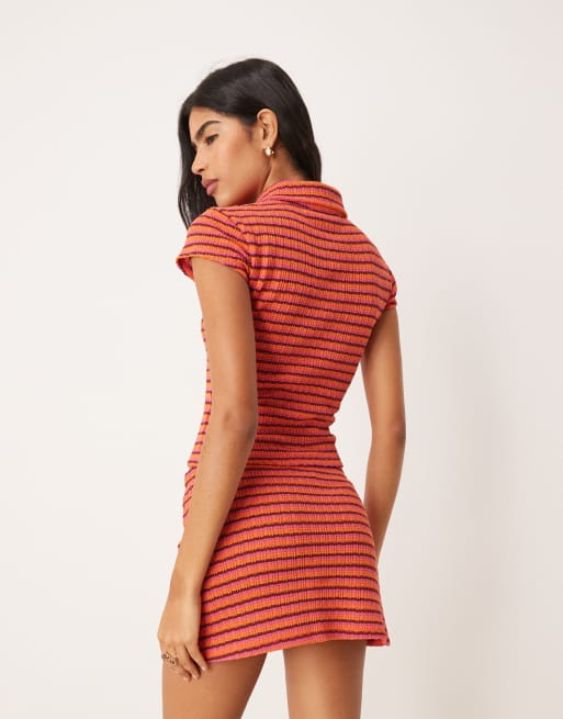 ASOS DESIGN textured knit mini skirt in mixed pink & red stripe, 3 of 5
