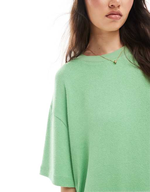 ASOS DESIGN textured knit oversized t-shirt in green, 3 of 4