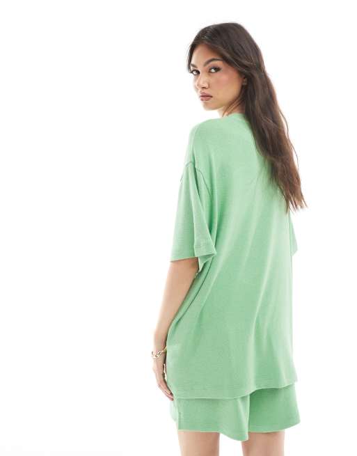 ASOS DESIGN textured knit oversized t-shirt in green, 4 of 4
