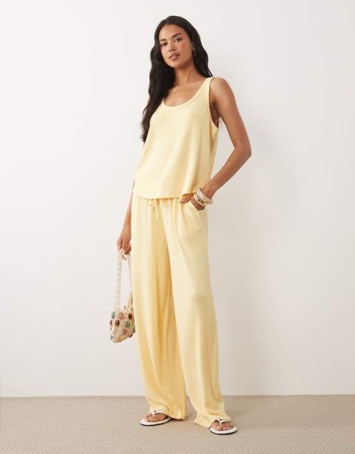 ASOS DESIGN textured knit scoop neck loose fit vest co-ord in buttermilk, 2 of 4