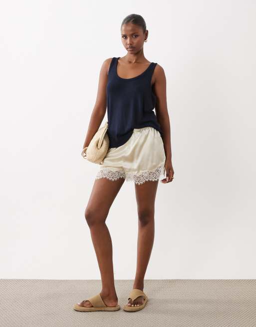 ASOS DESIGN textured knit scoop neck loose fit vest co-ord in navy, 4 of 4