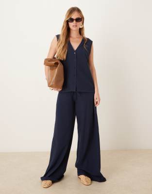 ASOS DESIGN textured knit set in navy - view 1