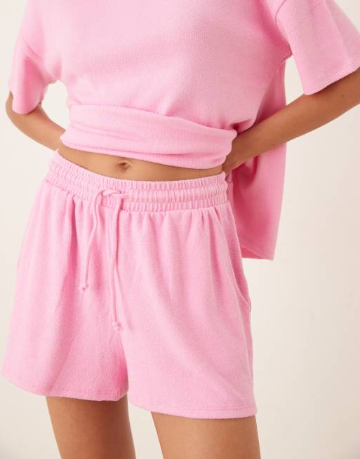 ASOS DESIGN textured knit shorts in pink - part of a set, 2 of 5