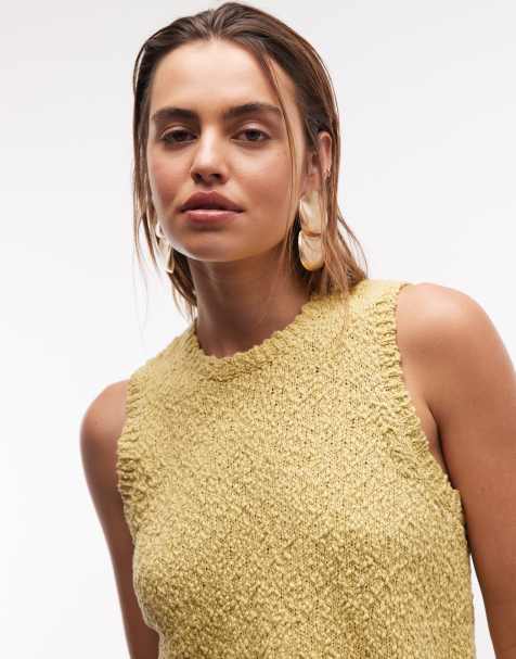 ASOS DESIGN textured knit tank top in green - view 1