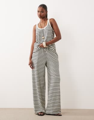 Asos Design Textured Knit Wide Leg Pants In Black