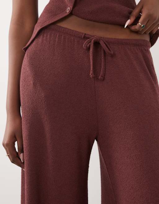 ASOS DESIGN textured knit wide leg pants in choc (part of a set), 5 of 5