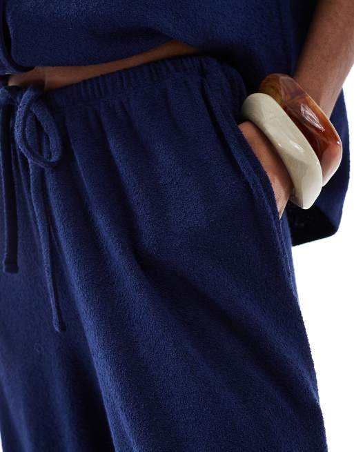 ASOS DESIGN textured knit wide leg pants in navy - part of a set, 4 of 5