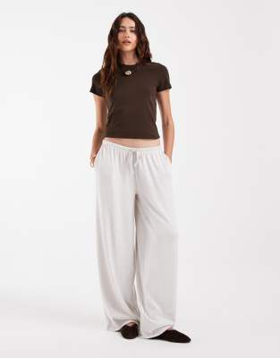 Asos Design Textured Knit Wide Leg Pants In White