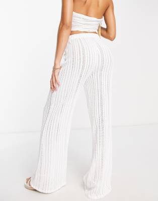 white lace beach pants