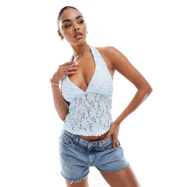 その他 Mediam / Knit Lace Halter Tops Lace halter top - Women's fashion | Stradivarius Romania