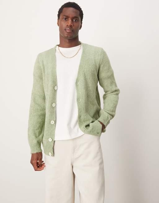ASOS DESIGN textured lightweight knit cardigan in green