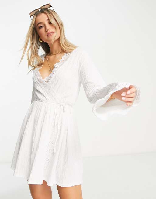 White wrap dress with 2024 sleeves