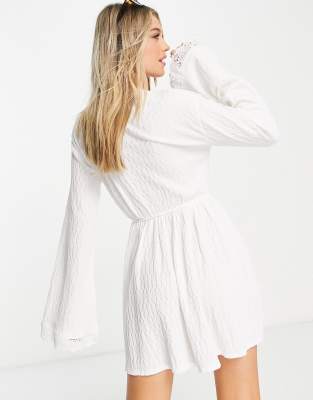 asos white dress long sleeve