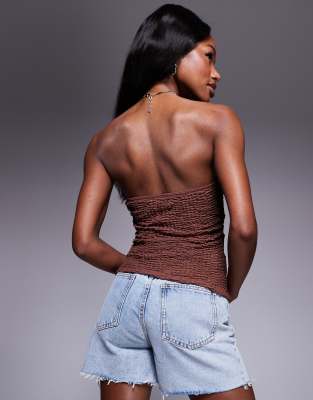 ASOS DESIGN TEXTURED LONGLINE BANDEAU TOP 