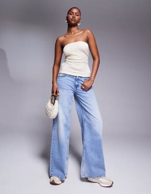 ASOS DESIGN TEXTURED LONGLINE BANDEAU TOP 
