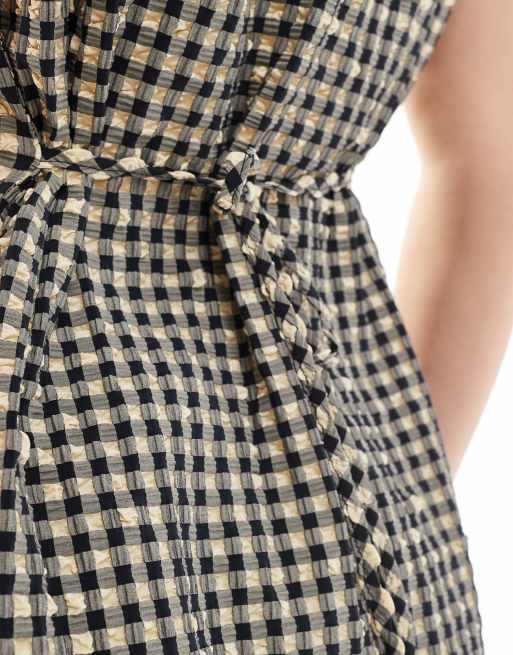ASOS DESIGN textured longline vest in gingham - part of a set