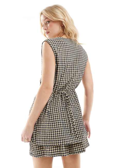 ASOS DESIGN textured longline vest in gingham - part of a set, 3 of 4