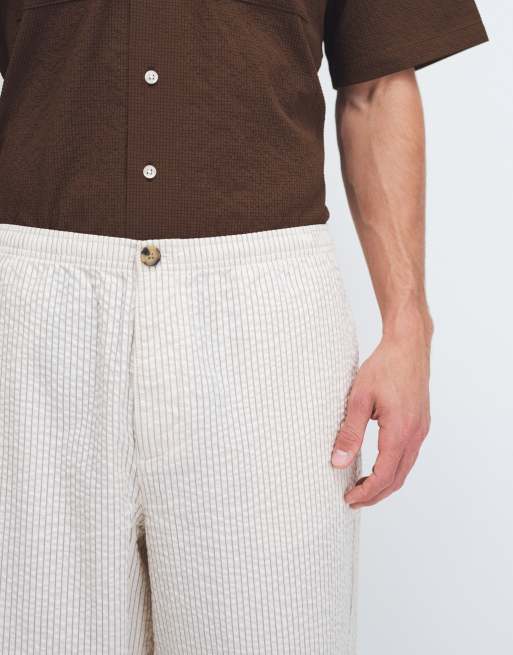 ASOS DESIGN textured loose pants in cream stripe , 3 of 9