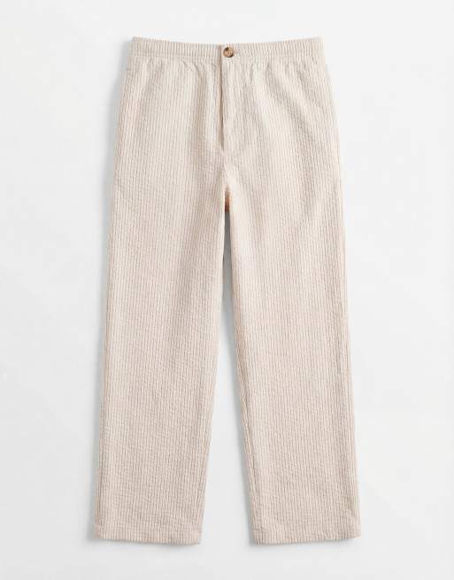 ASOS DESIGN textured loose pants in cream stripe , 6 of 9