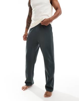 textured lounge pants in charcoal-Gray