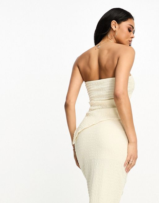  Other Stories knitted strapless bustier top in beige