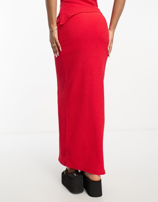 Asos red shop maxi skirt