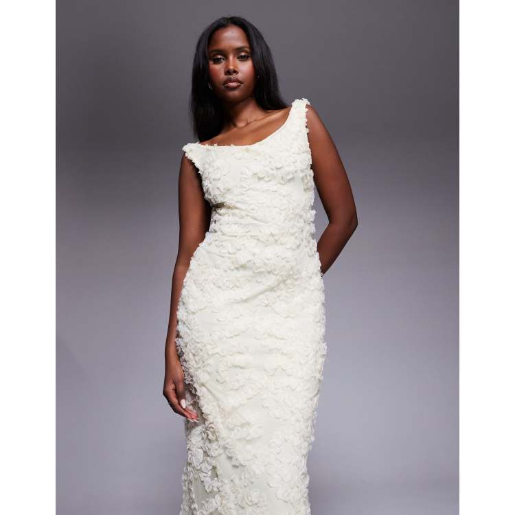 ASOS DESIGN textured maxi dress in cream | ASOS