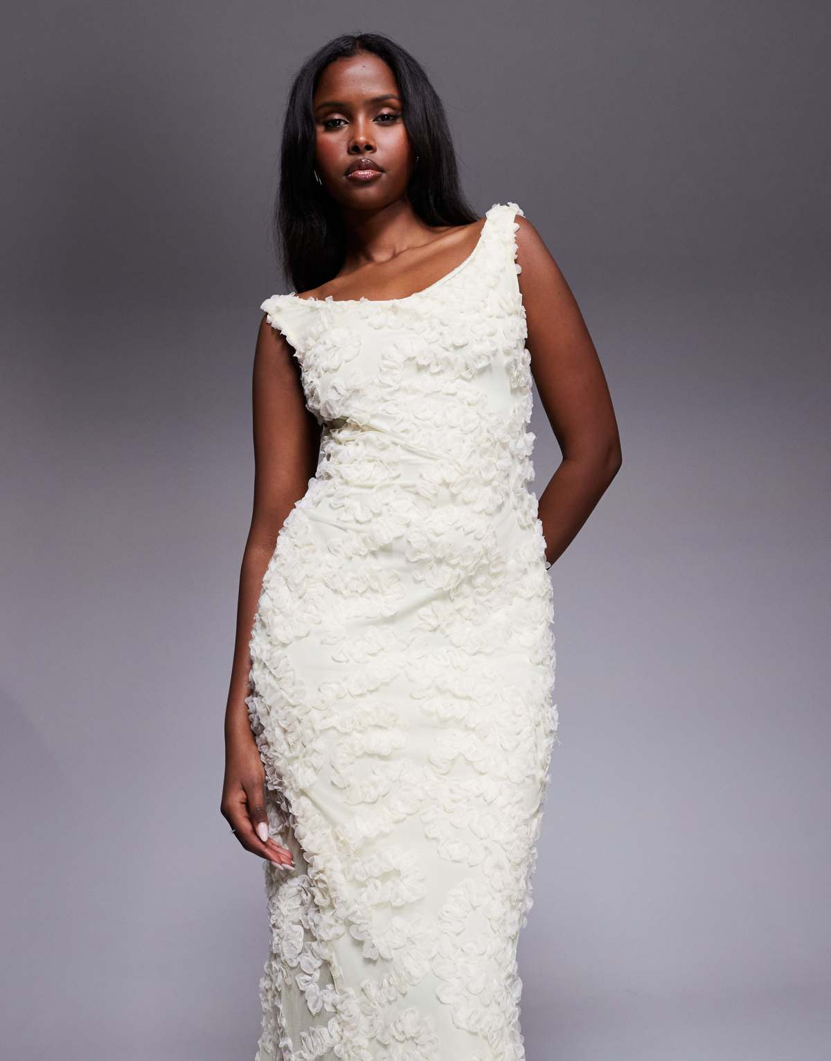 ASOS DESIGN textured maxi dress in cream