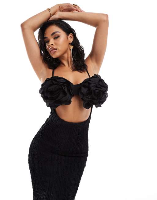 black.slip dress White & Green Wrist Corsage main image 0