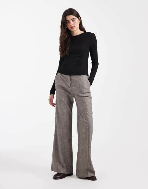 ASOS DESIGN textured mesh long sleeve top with side ruching detail in black, 3 of 4