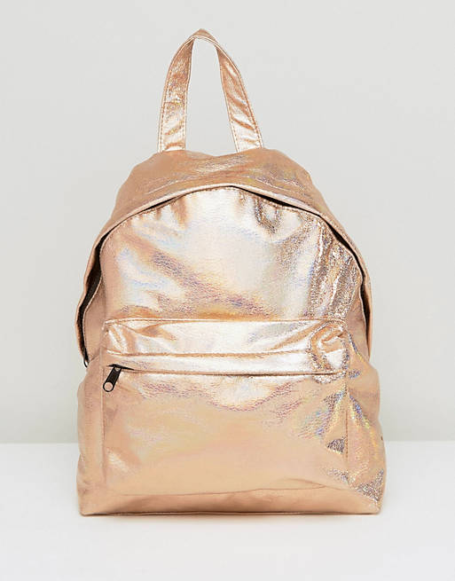 ASOS DESIGN textured metallic hologram backpack